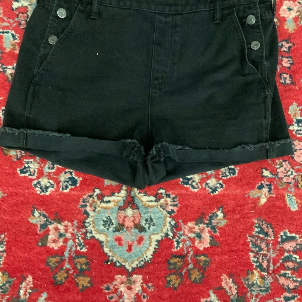 Maxwell Adirondack  Shortalls Black Denim Overall Shorts Size M - Picture 8 of 9
